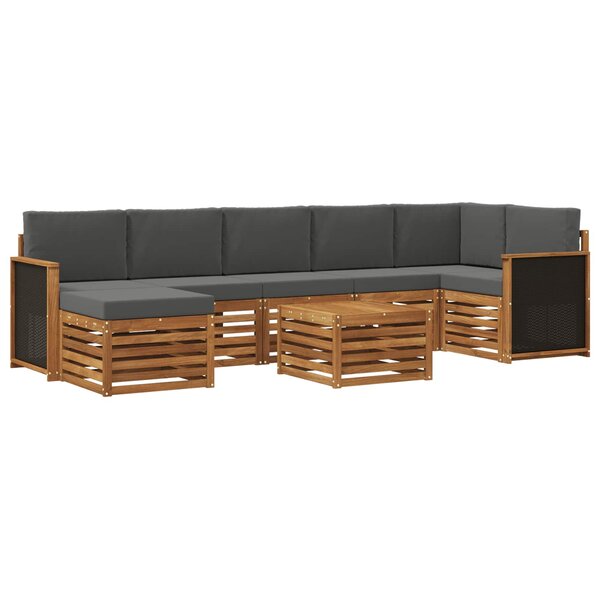 vidaXL Ensemble de canapés d'extérieur 7 Pièces Naturel et Anthracite