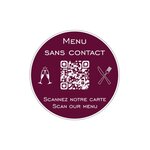 Menu sans contact personnalisé format rond QR Code - Présentation menu hôtel restaurant sans contact - Couleur bordeaux