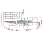 vidaXL Cadre de lit métal avec tête de lit/pied de lit blanc 135x190cm