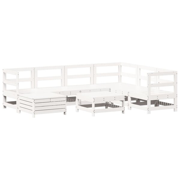 vidaXL Salon de jardin 8 Pièces blanc bois de pin massif