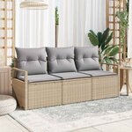 vidaXL Ensemble de canapé de jardin 3 Pièces Beige  Gris clair