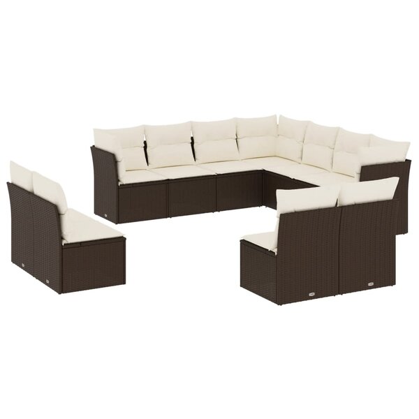 vidaXL Salon de jardin et coussins 11 Pièces marron résine tressée