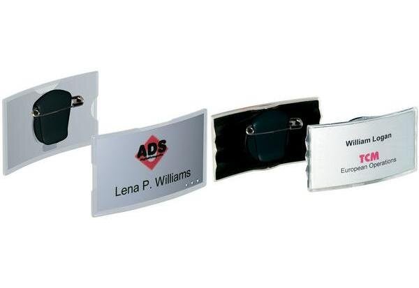 Badge convexe  avec pince combi  75 x 40mm DURABLE