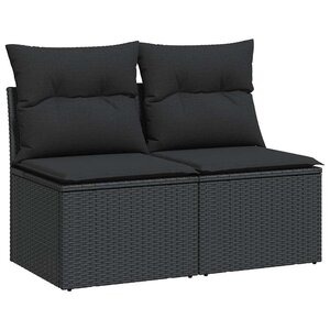 vidaXL Salon de jardin avec coussins 2 Pièces noir résine tressée acacia