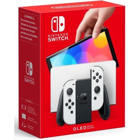 Console Nintendo Switch (modèle OLED) : Nouvelle version, Couleurs Intenses, Ecran 7 pouces - avec un Joy-Con Blanc