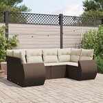 vidaXL Salon de jardin avec coussins 6 Pièces marron résine tressée