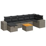 vidaXL Salon de jardin 8 Pièces avec coussins gris résine tressée
