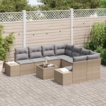 vidaXL Ensemble de canapé de jardin 9 Pièces Beige et gris polyrotin