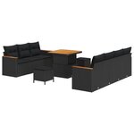 vidaXL Ensemble de canapé de jardin 10 Pièces Noir polyrotin
