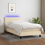 vidaXL Sommier à lattes de lit avec matelas LED Crème 80x200 cm Tissu