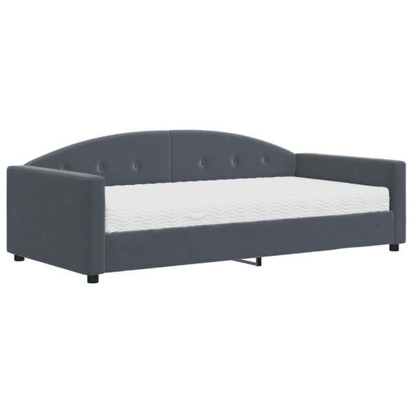 vidaXL Lit de jour avec matelas gris foncé 100x200 cm velours