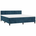 vidaXL Sommier à lattes de lit matelas et LED Bleu foncé 160x200 cm