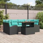 vidaXL Ensemble de canapé de jardin 7 Pièces Noir Poly rotin