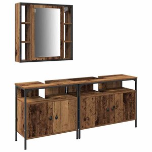 vidaXL Meubles de salle de bain 3 Pièces Marron Bois d'ingénierie