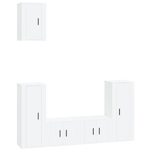 vidaXL Ensemble de meubles TV 5 Pièces Blanc brillant Bois d'ingénierie