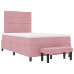 vidaXL Lit à ressort avec matelas et banc Rose 120x200 cm Velours