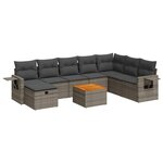 vidaXL Salon de jardin 9 Pièces avec coussins gris résine tressée