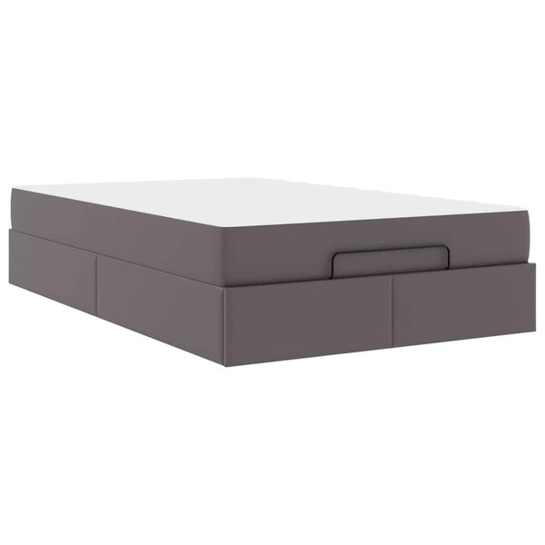 vidaXL Cadre de lit avec matelas Gris 120 x 200 cm Faux cuir