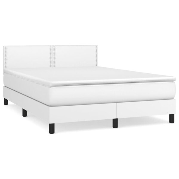 vidaXL Sommier à lattes de lit avec matelas Blanc 140x190cm Similicuir