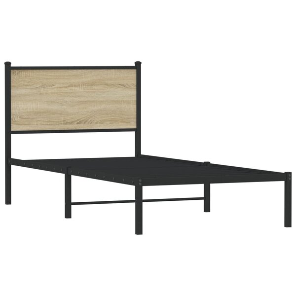 vidaXL Cadre de lit en métal sans matelas chêne sonoma 90x190 cm