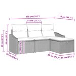 vidaXL Ensemble de canapés de jardin 4 pièces avec coussins noir en poly rotin