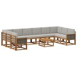 vidaXL Ensemble de canapés d'extérieur 11 Pièces Naturel et gris clair