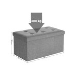 Banc de rangement 80 litres coffre boîte pouf pliable en tissu façon lin charge 300 kg pour salon chambre couloir gris clair 12_0004130
