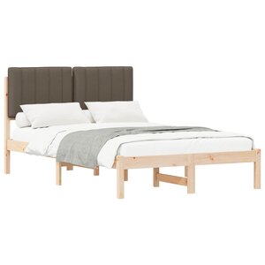 vidaXL Cadre de lit avec tête de lit rembourrée Naturel et Taupe