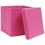 vidaXL Boîtes de rangement avec couvercles 10 Pièces 28x28x28 cm Rose