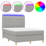 vidaXL Sommier à lattes de lit et matelas et LED Gris clair 140x190 cm