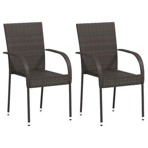 vidaXL Chaises empilables d'extérieur lot de 2 Résine tressée Marron
