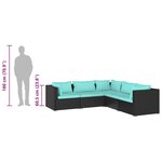 vidaXL Salon de jardin 5 Pièces avec coussins Résine tressée Noir