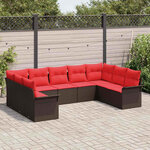 vidaXL Ensemble de canapé de jardin 9 Pièces Marron polyrotin