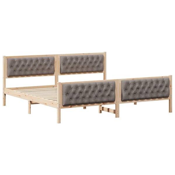 vidaXL Cadre de lit avec tête de lit Taupe 200 x 200 cm Pin massif