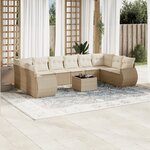 vidaXL Salon de jardin 11 Pièces avec coussins beige résine tressée