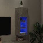 vidaXL Meuble TV avec lumières LED gris béton 30 5x30x90 cm
