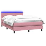 vidaXL Sommier à lattes de lit avec matelas et LED rose 140x210 cm velours