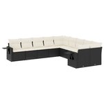 vidaXL Salon de jardin 10 Pièces avec coussins noir résine tressée