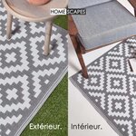 Tapis extérieur terrasse réversible - Tapis de jardin imperméable et résistant UV - Zoe - Gris - 120x180 cm - HOMESCAPES