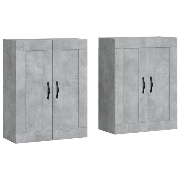 vidaXL Armoires murales 2 Pièces gris béton bois d'ingénierie