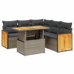 vidaXL Salon de jardin avec coussins 6 Pièces beige résine tressée