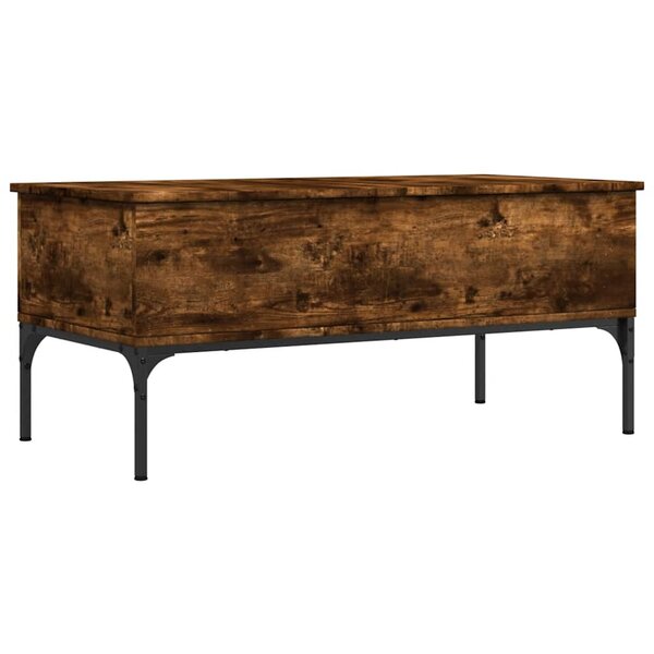 vidaXL Table basse chêne fumé 100x50x45 cm bois d'ingénierie et métal