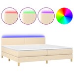 vidaXL Sommier à lattes de lit et matelas et LED Crème 200x200cm Tissu