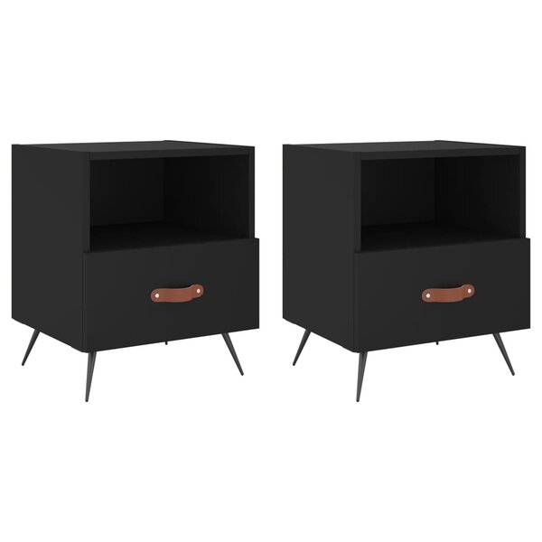 vidaXL Tables de chevet 2 Pièces noir 40x35x47 5 cm bois d’ingénierie