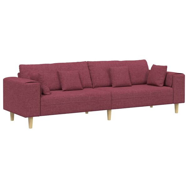 vidaXL Canapé avec coussin Bordeaux 250 x 77 x 76 cm tissu