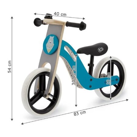 Kinderkraft Vélo Draisienne en bois UNIQ - 12 pouces - a partir de 2 ans -  Couleur Menthe - La Poste