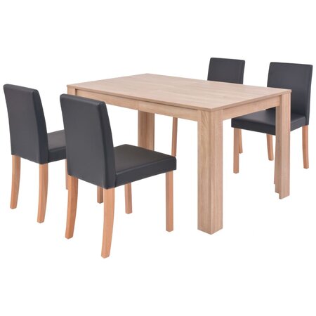 vidaXL Table et chaises 5 Pièces Cuir synthétique Chêne Noir