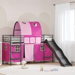 vidaXL Lit mezzanine pour enfants Noir et rose 90 x 190 cm Métал