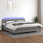 vidaXL Sommier à lattes de lit et matelas et LED Gris foncé 200x200 cm