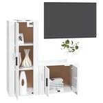 vidaXL Ensemble de meubles TV 2 Pièces blanc brillant bois d'ingénierie